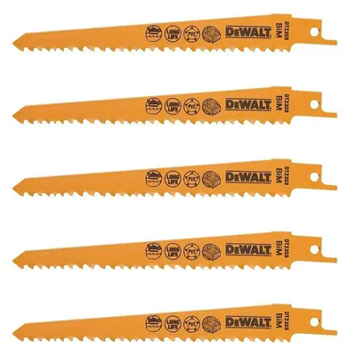 Image de Coffret de 5 Lames DEWALT DT2359 pour scie sabre Bi-Métal 152mm