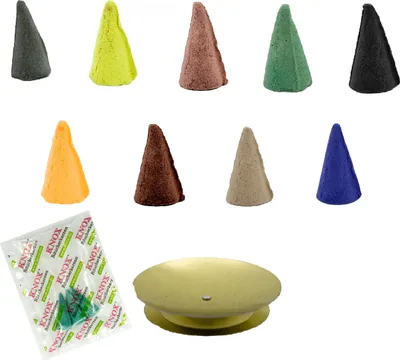 Produktbild von KNOX Riesen Räucherkerzen - 9er Set - Inklusive Räucherschale in Gold und 3 Proben Meeresbrise Größe M - für ein unwiderstehliches Dufterlebnis