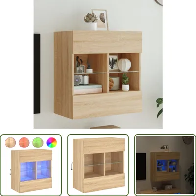 Produktbild von The Living Store TV-Wandschrank mit LED-Leuchten Sonoma-Eiche 58,5x30x60,5 cm