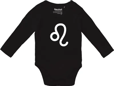 Produktbild von Huuraa Baby Body Löwe Sternzeichen Zeichen 74 Black  Baumwolle Fairtrade Langarmbody Geschenkidee