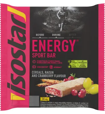 Productafbeelding van Isostar Energy Sport Bar Cereals Raisin Cranberry 3 X 40G (120 gr)