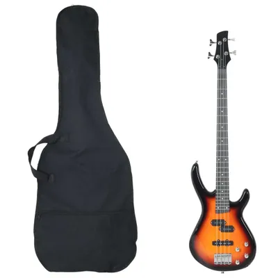 Zdjęcie produktu dla Gitara basowa dla początkujących, z torbą, brązowa, 4/4, 46"
