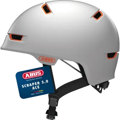Produktbild von ABUS Stadthelm Scraper 3.0 ACE - Robuster Fahrradhelm für den Stadtverkehr - für Damen und Herren - Weiß Matt, Größe L (57-61 cm)