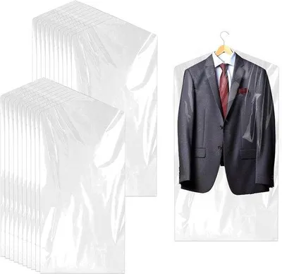 Zdjęcie produktu dla Plastikowe osłony na ubrania, opakowanie 20 sztuk, przezroczyste, 60 x 90 cm, osłony ochronne na ubrania