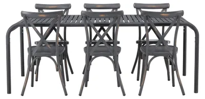 Produktbild von Borneo Gartenset Tisch 100x200 cm schwarz 6 Stühle dunkelgrau.