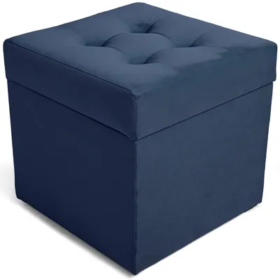 Obrázek produktu pro MG Design, podlahový taburet, námořnická modř, 45x45 cm - úložný prostor 50 litrů, nosnost až 300 kg, sametově měkký s jemným leskem, snadno se udržuje, vhodný do obývacího pokoje i chodby