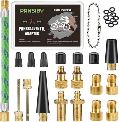 Produktbild von Famanu Fahrradventiladapterset für alle Ventile - SV, DV, AV - Inklusive Aufbewahrungsbox