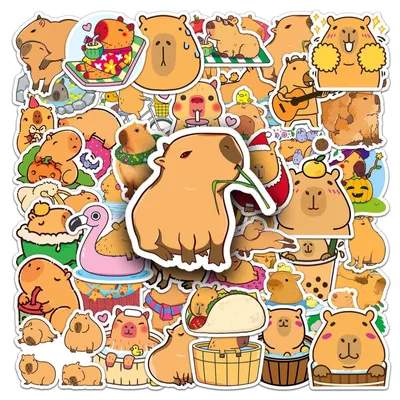 100 süße Capybara-Aufkleber, wasserdicht, Vinyl, Kawaii-Tiere