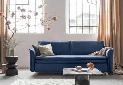 Produktbild von MIUFORM Charming Charlie Slim - Sofa mit Bettfunktion und Bettkasten - 225x90cm - Beige 3-Sitzer Schlafsofa