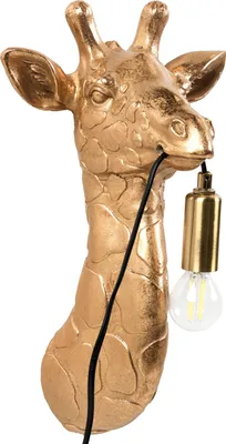 Produktbild von BELIANI Wandleuchte Gold Kunstharz 1-Flammig Glühbirnen-Optik Tiermotiv Giraffenkopf Kabel mit Schalter Wohnzimmer Schlafzimmer Nachtlampe Leselampe