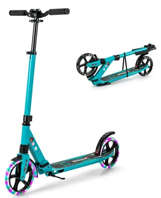 Produktbild von COSTWAY Kinder Roller klappbar mit Leuchten, Scooter höhenverstellbar mit Tragegurt & Ständer, Cityroller bis 100kg belastbar, Tretroller Kickscooter