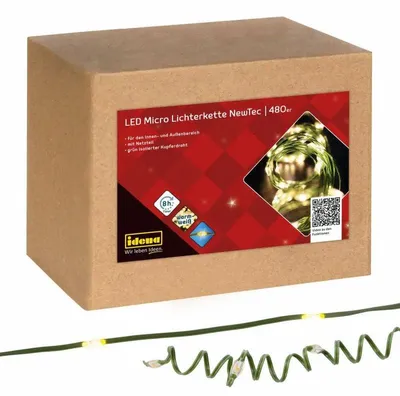 Produktbild von Idena Lichterkette 480 Micro LED warmweiß 8h Timer 52,9m