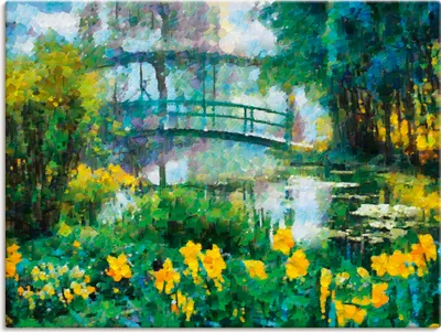 Produktbild von ARTland Leinwandbild Brücke über den See Größe: 60x45 cm