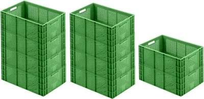 Produktbild von SparSet 10x Eurobehälter Obst- und Gemüsekasten | HxBxT 22x40x60cm | 43 Liter | Grün | Obst-Gemüsekiste, Obstkorb, Transportbox