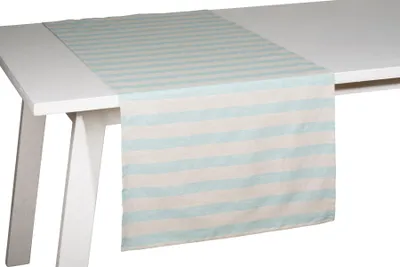 Produktbild von Pichler gewebter Streifen gestreift Tischläufer 1er Set 150 x 50 cm NICLAS Rechteck aqua , schmal gesäumt