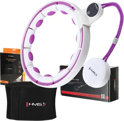 Produktbild von Magnetisches Hula-Hop-Set Weiss/Violett Hhm17 Mit Hms-Zähler + Schlankgürtel Br163 Schwarz