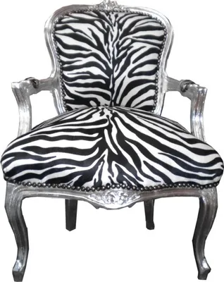 Produktbild von Barock Salon Stuhl Zebra / Silber