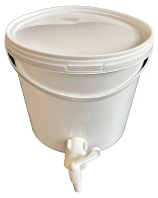 Produktbild von SILPLAST Gärbehälter 5L mit Ablaufhahn Deckel lebensmittelecht Bier- und Weinherstellung Eimer Weiß