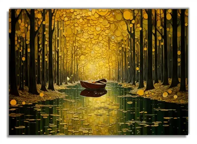 Produktbild von Wallario Poster - Boot im goldenen Licht, Kunstdruck Größe: 70 x 100 cm