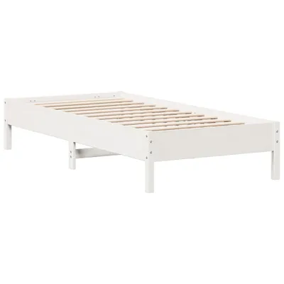 Image de vidaXL Lit en pin massif sans matelas blanc 90x200 cm