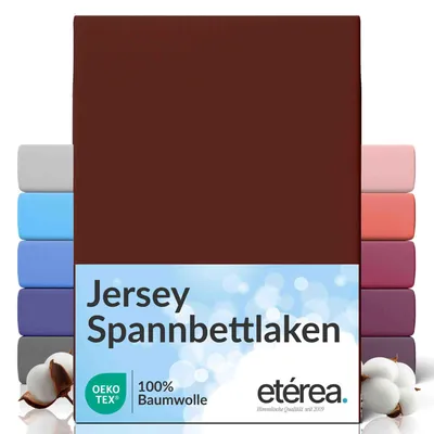 Produktbild von Jersey Spannbettlaken 180x200 - 200x200 cm, 100% Baumwolle Bettlaken, Bordeaux