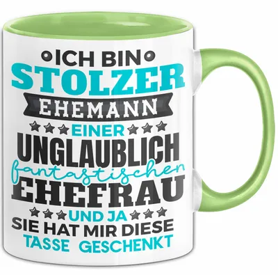 Produktbild von Ehemann Tasse Geschenk Ich Bin Stolzer Ehemann Geschenkidee Lustiger Spruch Becher (Grün)
