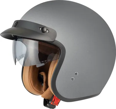 Produktbild von Hochwertiger Jethelm Motorradhelm Sturzhelm mit ausklappbaren Visier und Sonnenblende für Mofa Scooter Vespa ECE 22-06 , Grau, XL(60CM)