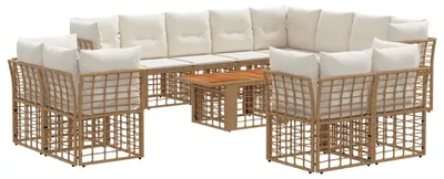Produktbild von vidaXL Gartensofa-set 13 stk. Natürlich und Cremweiß Poly-Rattan