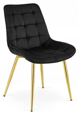 Productafbeelding van Chaise - Leobert - Bera - Fluweel, zwart / Goudkleurige poten - 54 x 60 x 88 cm