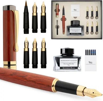 Productafbeelding van Black luxe bamboe rozenhout kalligrafiepenset - 6 Punten