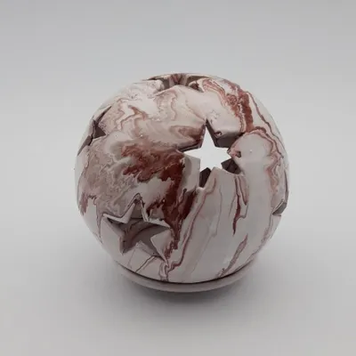 Immagine prodotto di Vaso per candele marrone, grigio e bianco marmorizzato - Modello grande