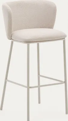 Produktbild von 2er Set Hocker Ciselia aus beigefarbenem Chenille und beigefarbenem Stahl