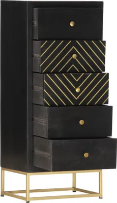 Obrázok produktu pre vidaXL Zásuvková skrinka Black Golden 45x30x105cm Mango Wood