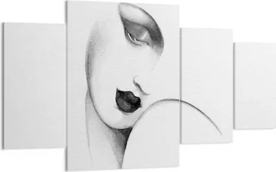 Produktbild von Bild auf Leinwand - Leinwandbild - 4 Teile - Porträt Frau Skizze - 160x90cm - Wand Bild - Wanddeko - Wandbilder - Leinwanddruck - Bilder - Wanddekoration - Leinwand bilder - Wandbild - DL160x90-4475