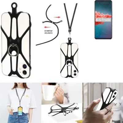 Produktbild von K-S-Trade 3in1 Handykette Handyband Handykordel Halsband Smartphone-Ring Handy-Ring kompatibel mit Xiaomi Mi 10T Fingerhalterung Handyring