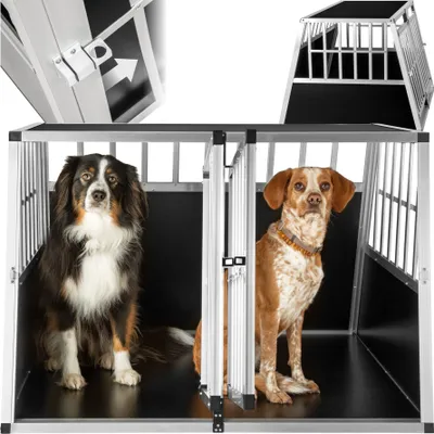 Produktbild von Hundetransportbox doppel mit schräger Rückwand mit schützenden Kunststoffecken