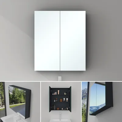 Produktbild von Mai & Mai Spiegelschrank mit 2 Spielgeltüren Badezimmerschrank Hängeschrank Badezimmerspiegel BxTxH 60x15x70 cm Anthrazit matt Spiegelschrank-02