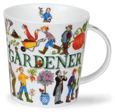 Bone China Tasse 0,48 L – Gärtner Motiv, zeitgenössisches Design