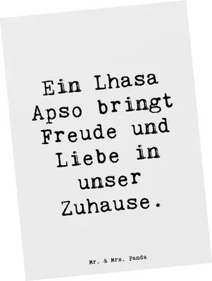 Produktbild von Mr. & Mrs. Panda Postkarte Spruch Lhasa Apso Freude - Weiß - Geschenk, Hundeliebhaber, Hunderassen Pflege, Familienmitglied, Eigenschaften, Grußkarte, treuer Begleiter