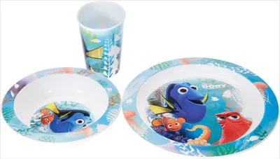 Immagine prodotto di Set da 3 pezzi a tema "Alla ricerca di Dory" per microonde: 2 piatti e