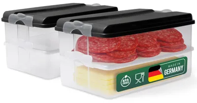 Immagine prodotto di Contenitore per alimenti - Grande - Set da 4 - Impilabile - Con 2 coperchi