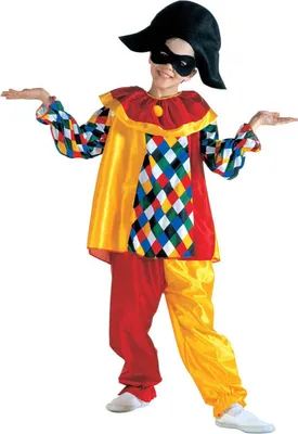 Produktbild von Lustiges Harlekin Kinder-Kostüm rot-gelb-bunt