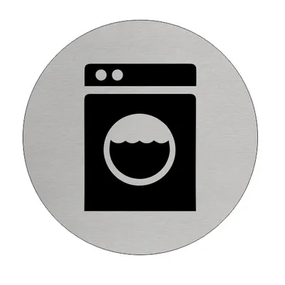 Immagine prodotto di Cartello per porta in alluminio CombiCraft 'Lavatrice' Ø75 mm con nastro adesivo 3M