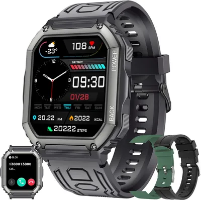 Produktbild von mit Telefonfunktion, 1,8” AMOLED 5ATM Smart Watch Fitness Tracker 123 Sportmodi Aktivitätstracker mit Blutdruck Schlafmonitor Schrittzähler