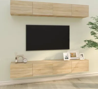 Produktbild von The Living Store TV-Wandschränke 4 Stk. Sonoma-Eiche 100x30x30 cm