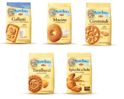 Produktbild von Testpaket Kekse 5x350g Girotondi, Macine, Galletti, Spicchi di Sole, Tarallucci | Mulino Bianco