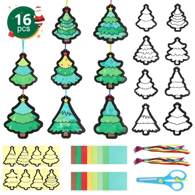 16er Set Weihnachtsbaum-Deko aus Papier, bunt