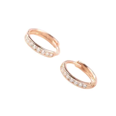 Produktbild von Ohrschmuck Ohrringe Damenohrringe Creole Zirkonia Glitzerstein Farbe Roségold