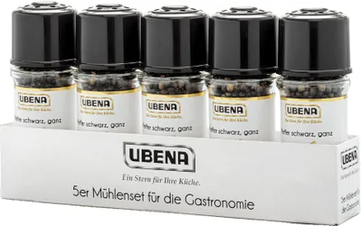 Produktbild von Ubena Foodservice - 5er Set schwarzer Pfeffer ganz | 5 x 45 g in der Mühle