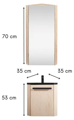 Produktbild von SKINO Wand-Eckwaschtisch-Set mit Spiegelschrank